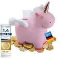 Sparschwein aus Keramik zum Beschriften mit Kreide - Kreidetafel Spardose Sparbüchse (Einhorn)