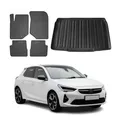 OMAC Fußmatten & Kofferraumwanne Set kompatibel mit Opel Corsa F 2019-2024 Gummi TPE Schwarz 5X