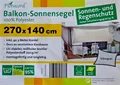 Peddy Shield Balkon-Sonnensegel Sonnenschutz UV-Schutz 270 x 140 cm silbergrau