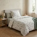 Microfaser Seersucker Bettwäsche 135x200 cm Weiß mit buntem Muster – 100% Baumwolle – Trocknergeeignet