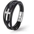 UNIQAL.de Lederarmband Lederarmband Herren mit Kreuz "HEAVEN" Jesus (Edelstahl, Echtleder, Casual Style, handgefertigt) silberfarben 23 cm
