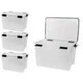 Kreher 4 Stück XL Lagerbox aus transparentem Kunststoff mit Dichtungsring im Deckel für Nässe, Staub und Schmutz. Maße ca. 39 x 59 x 38 cm. 70 Liter Volumen. TOP QUALITÄT!