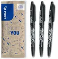 PILOT - FriXion Ball 0.7 Set - 3 Stück: Farbe Scharwz - Radierbare Tintenroller 0,4mm Strichstärke - Angenehme Schreibführung, Thermosensitive Tinte, Austauschbare Mine - Mittlere Spitze