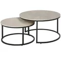 HOMCOM Couchtisch 2er-Set mit Metallgestell Stapelbar für Wohnzimmer Grau