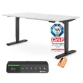 Ergotopia Desktopia Pro X Elektrisch höhenverstellbarer Schreibtisch, Ergonomischer Stehtisch für Büro oder Home Office (Weiß, Gestell Schwarz, 160 x 80 cm)