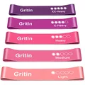 Gritin Theraband [5er Set] Fitnessband Resistance Terra Bands 100% Latex Widerstandsbänder mit Deutscher Übungsanleitung & Tragebeutel, Gymnastikband für Muskelaufbau, Yoga, Pilates, Physiotherapie