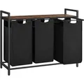 Vasagle Wäschesammler 3 Fächer und Ablage 92,5 x 33 x 72 cm Braun-Schwarz 114,
