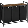 Mid.you Wäschekorb, Braun, Schwarz, Metall, Textil, Holzwerkstoff, 114 L, rechteckig, 92.5x72x33 cm, zusammenfaltbar, Ordnen & Aufbewahren, Wäschekörbe & Tonnen
