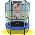 KINETIC SPORTS Kinder Trampolin JUMPER 140 cm - Gummiseil Federung, Sicherheitsnetz mit Reißverschluss - Indoor Kindertrampolin Spielzeug - Blau