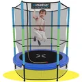KINETIC SPORTS Kinder Trampolin Jumper 140 cm - Inklusive Gummiseil Federung, Sicherheitsnetz mit Reißverschluss, Rahmenpolster, Schutz Bodennetz - Indoor Kindertrampolin Spielzeug