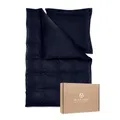 Magano® Luxus Bettwäsche-Set - Bambus & Baumwolle Satin - 400 TC Premiumqualität (Dark Blue, 135x200 cm + 80x80cm)