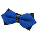 DonDon spitze Herren Fliege Schleife im Retro Look mit Haken gebunden vorgebunden und längenverstellbar blau