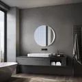 Spiegelschrank mit Beleuchtung Talos Silver Picasso Style Ø80 cm - Spiegelschrank bad mit 2 Ablageflächen - Aluminium - Rückwand verspiegelt
