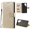 CoverKingz Handy Case kompatibel mit Samsung Galaxy S22 Ultra - Handy Cover mit Kartenfach Phonecase - Smartphone Hülle klappbar Motiv Mandala Gold