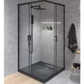 Duschkabine HELA + Duschwanne VIDAR 80x80 Quadratisch Nano Glas 6mm SMC Schwarz