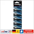 CR1620, 1620, DL1620 Knopfzellen Batterien Lithium 3V Camelion im 5er-Pack