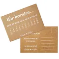 Partycards Hochzeitseinladungen 'Wir heiraten' echtes Kraftpapier mit weißem Druck 60 Karten DIN A6 Einladungskarten Hochzeit 'Save the Date'