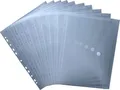 ECOfile recycelte nachhaltige Dokumententaschen A4 quer mit Klettverschluss aus Post-Consumer-Recycling PP in transparent natur mit Abheftrand EURO-Lochung - 10 Stück