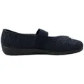 Rohde Damen Hausschuh Filz Ballerina Blütenapplikation Ballerup 2228, Größe:41 EU, Farbe:Blau - Blau - 41