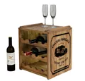 LebensWohnArt Weinregal Flaschenbox SURAT Antique Natural 40cm Mahagoni Shabby Weinregal