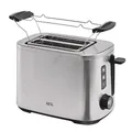 AEG Toaster Deli 5, 7 Toasteinstellungen, Countdown-Timer, Stopp-, Auftau-, Aufwärmknopf, Automatische Zentrierung, Cool-Touch-Gehäuse, Breite Schlitze, Krümelschublade, Edelstahl, T5-1-4ST