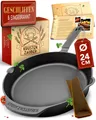 Gusseisenpfanne Induktion 24cm inkl. Anleitung und Rezeptbuch  Geschliffene P...