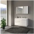 Keuco Badmöbel-Set LUCA, (Set, 3 teilig, Badmöbel-Set mit Spiegelschrank, Waschtisch und Unterschrank), Waschtischunterbau (2 Auszüge), Waschtisch, LED-Spiegelschrank, 120 cm weiß 120.80 cm x 60.50 cm x 49.40 cm
