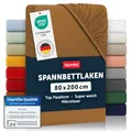 Blumtal® Spannbettlaken 80x200 cm - Spannbettlaken Microfaser - Oekotex zertifiziertes Bettlaken 80x200 cm - Laken in Pumpkin Spice - Braun