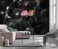 Riesiges Wandbild Foto Tapete 366x254cm Schwarz Blumen Floral Schlafzimmer Dekor