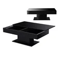 [en.casa] Couchtisch Lünen Wohnzimmertisch mit Stauraum Truhentisch Sofatisch mit ausziehbarer Tischplatte rechteckig 2 Staufächer 40 x 110 x 60 cm Schwarz Hochglanz