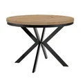 Dekori Möbel Runder Ausziehbarer Tisch für Esszimmer ENDO mit Ring-Gestell und Metallbeinen, Durchmesser Varianten von : 90 bis 220 cm (Eiche Artisan/Schwarz, 90/140 cm)