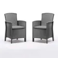 BICA Gastronomie Sessel Lido 2er Set Graphit – Wetterfeste Gartenstühle inkl. Sitzkissen – Hochwertige Rattan-Optik für Bistro, Café & Garten – CATAS-zertifizierte Objektmöbel – Made in Italy