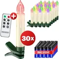 Christbaumkerzen Led Kabellos 20/30/40er Set Batterie Mit Timer Fernbedienung Echtwachs Lichterkette Weihnachten Flackernd Warmweiß Tannenbaum 30er / Mehrfabrig + Batterien - Deuba