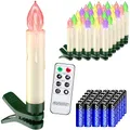 DEUBA® LED Weihnachtsbaumkerzen Kabellos 30er Set Bunt mit Batterie Timer Christbaumkerzen Tannenbaumkerzen Lichterkette Weihnachtsbaum Beleuchtung