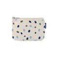 Kleine Kosmetiktasche aus Bio-Baumwolle – Kulturbeutel & Kosmetikbeutel, Make-Up Etui & Federtasche für Damen, Herren & Kinder, kompakt, vegan, mit Muster (Greige/Blue Dots Print)