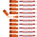 edding 400 Permanentmarker - orange - 10 Stifte - feine Rundspitze 1 mm - wasserfest, schnell-trocknend - wischfest - für Karton, Kunststoff, Holz, Metall, Glas