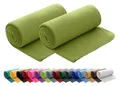 wometo 2er Set Polar Fleecedecke oekoTex 130x160 ca. 400g mit Anti-Pilling und Kettelrand grün grasgrün