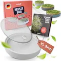 seed&eat Kressesieb (16cm), Anzuchtschale für Kresse & Microgreens, mit Sprossenheft, Keramikschale + Edelstahlsieb