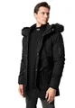 trueprodigy Herren Winterjacke Julius Schwarz Kapuze mit abnehmbarem Kunstfell Zahlreiche Taschen L
