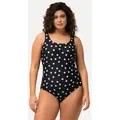 Ulla Popken Badeanzug Badeanzug Punkte ohne Softcups Rundhals schwarz 58/60