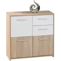 Mid.you Kommode, Weiß, Sonoma Eiche, Holzwerkstoff, 3 Fächer, 2 Schublade(n) Schubladen, 77x77x30 cm, stehend, Wohnzimmer, Kommoden & Sideboards, Kommoden