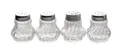 APS Ministreuer, Salz - und Pfefferstreuer, 4er Set Glas- Ministreuer mit Edelstahldeckel für Salz und Pfeffer, 3,5 x 3,5 cm, Höhe 4 cm