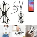 K-S-Trade 3in1 Handykette Handyband Handykordel Halsband Smartphone-Ring Handy-Ring kompatibel mit Vodafone Smart V10 Fingerhalterung Handyring - Schwarz