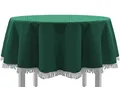 EXKLUSIV HEIMTEXTIL Gartentischdecke mit Fransen Tischdecke Classic Outdoor PVC Weichschaum rutschhemmend für Garten, Balkon, Terrasse 130 cm rund grün