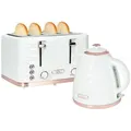 HOMCOM Wasserkocher-Toaster-Set mit 1,7 L Wasserkocher, 4 Scheiben-Toaster Creme - Weiß