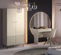 Kleiderschrank und Schminktisch in kaschmir matt SALOU-131 modern 2-teilig mit Rillenoptik