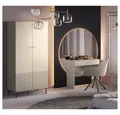 Lomadox Wohnzimmer-Set SALOU-131, (Mega-Spar-Set, 2-St., 2-tlg), in kaschmir matt, Rillenfront, Kleiderstange, Konpfgriff goldfarben