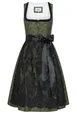 Nübler Dirndl Midi Damen - 2 teilig inkl. Kleid und Dirndl Schürze, Rocklänge 60cm - Moderne bayrische Tracht, Leo in Grün, Größe:34