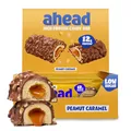 ahead Protein Riegel | Peanut Caramel | 14x 45g Extra softer Protein Riegel mit cremigem Kern | Low Carb Eiweißriegel ohne Zuckerzusatz & ohne Palmöl