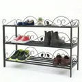 Schuhregal Metall Schwarz Mi-3 Regal 92 cm Schuhschrank Schuhablage Schuhständer